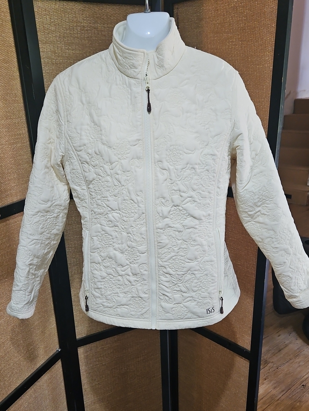 Isis Quilted Cream Stand-Collar Puffer Jacket
